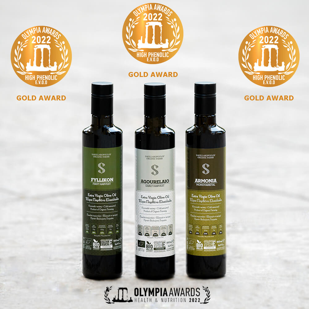 olympia 2022 health and nutrition awards gold for polyphenol concentration olive oil organic