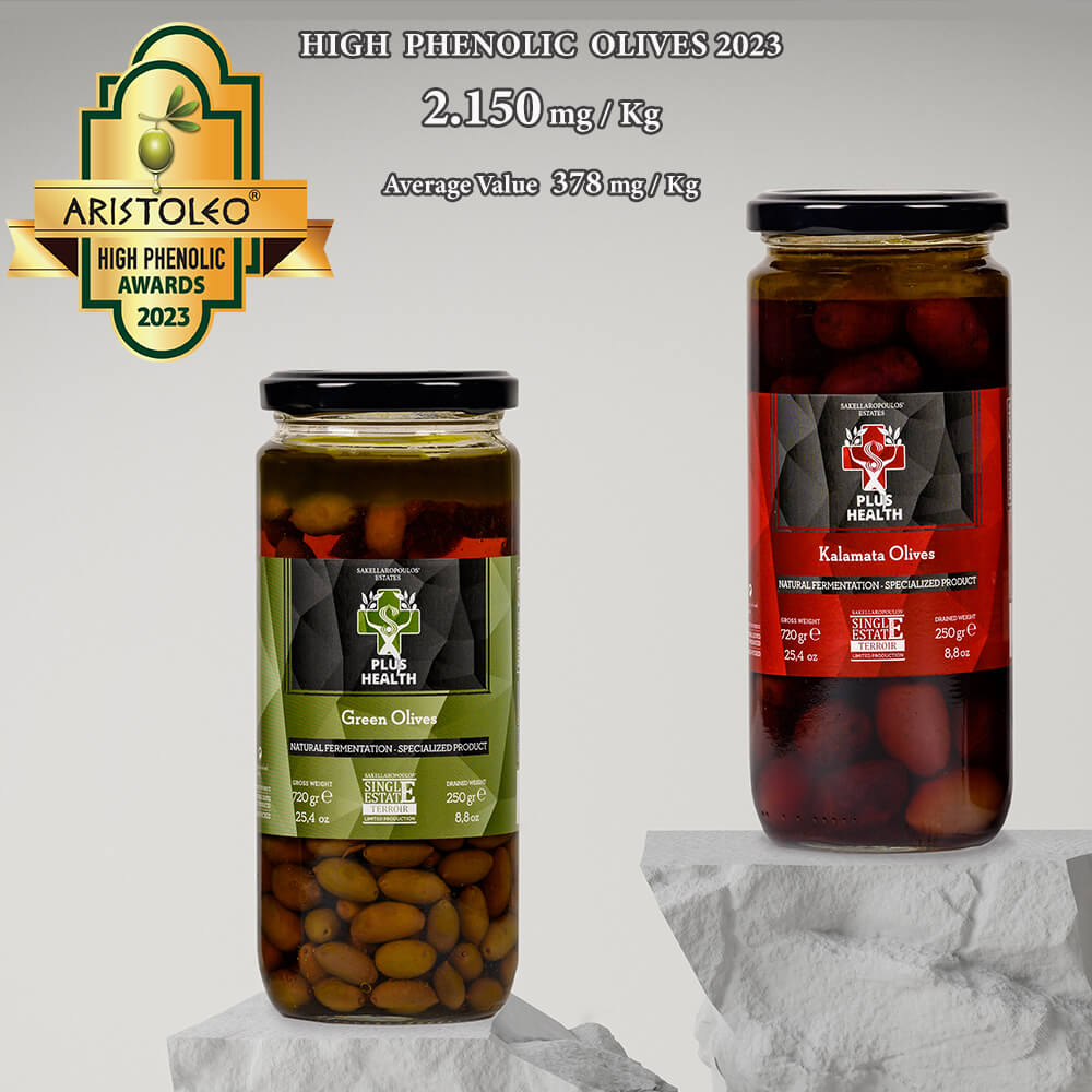 Aristoleo High Phenolic awards 2023 polyphenols olives Plus Health kalamata record