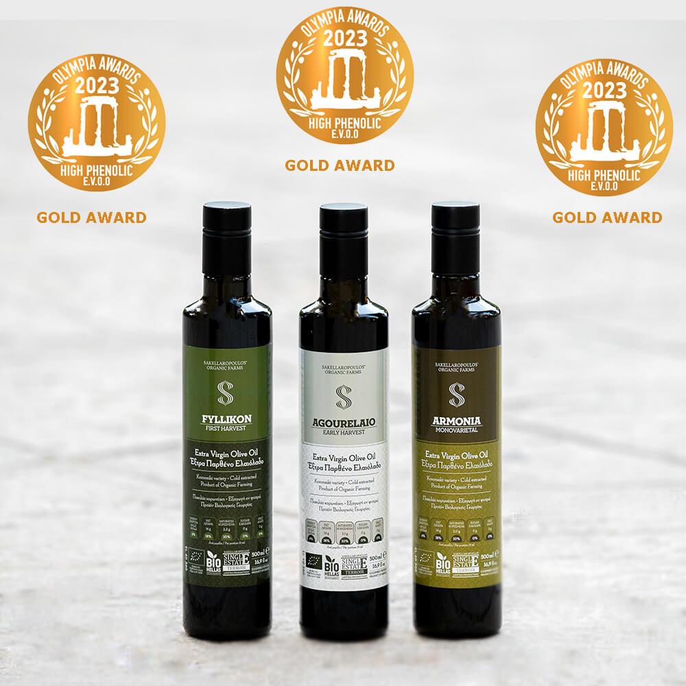 olympia 2023 health and nutrition awards gold for polyphenol concentration olive oil organic claim