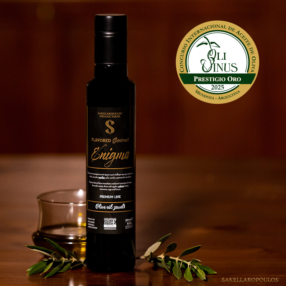 Olivinus 2025 Record olive oil awards syllektikon flavored EVOO Sparta Greece Flavored Gourmet Enigma