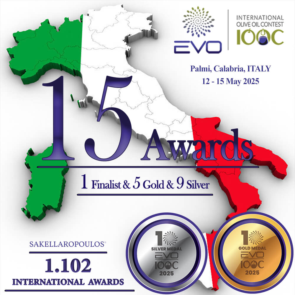 EVOIOOC olive oil Competition 2025 top international Italy evoo Sakellaropoulos Organic Farms Greece