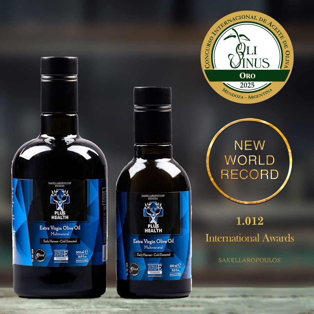 Olivinus 2025 Record olive oil awards Plus Health Blue Multivarietal EVOO Sparta Greece