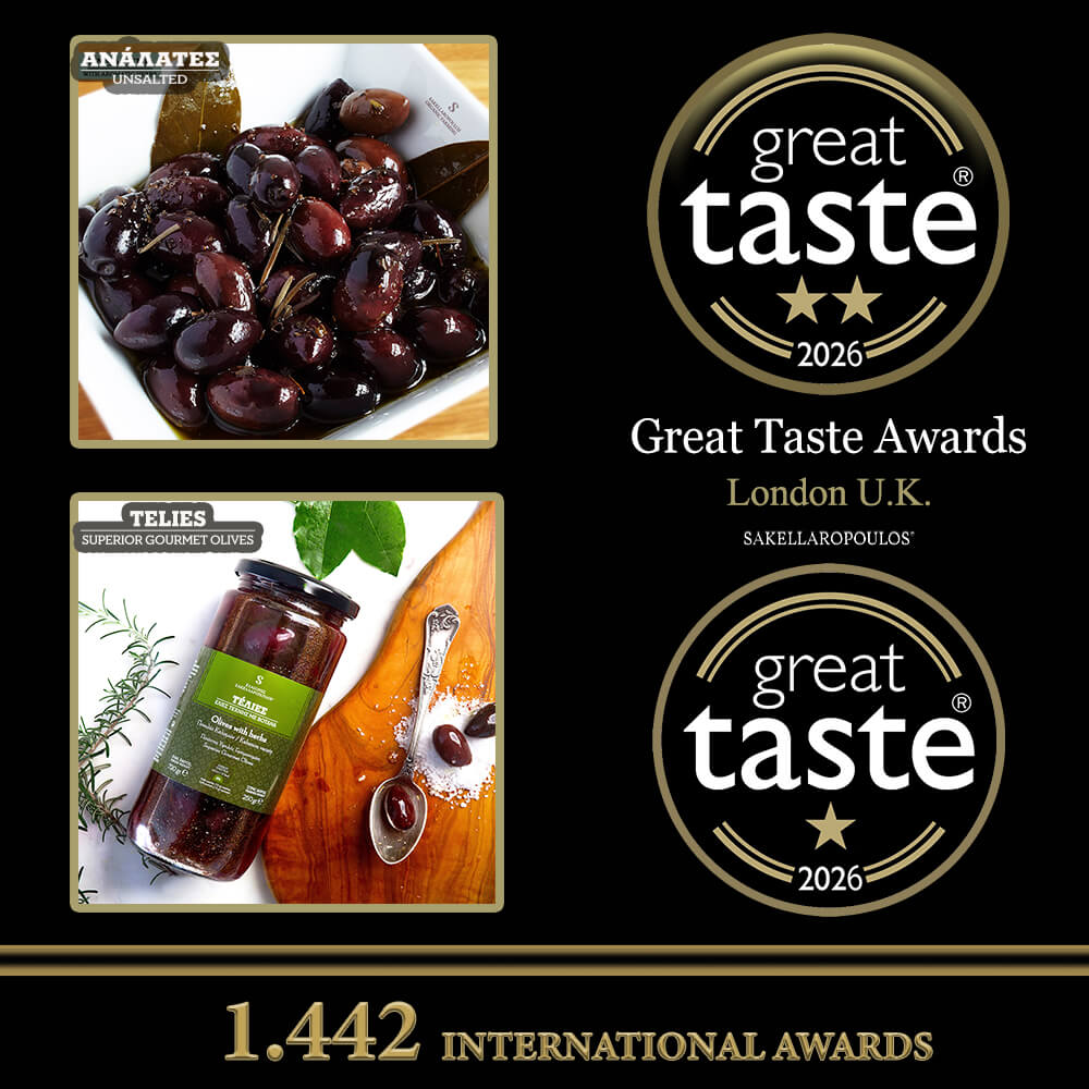 Great Taste Awards 2026 3 Gold stars gourmet natural olives with herbs Record international table oil Greece London UK