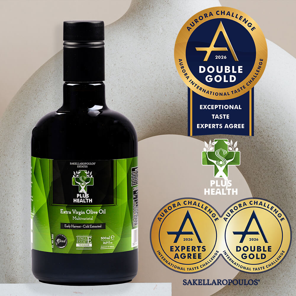 Aurora ITC 2026 olive oil awards olives table Plus Health Green