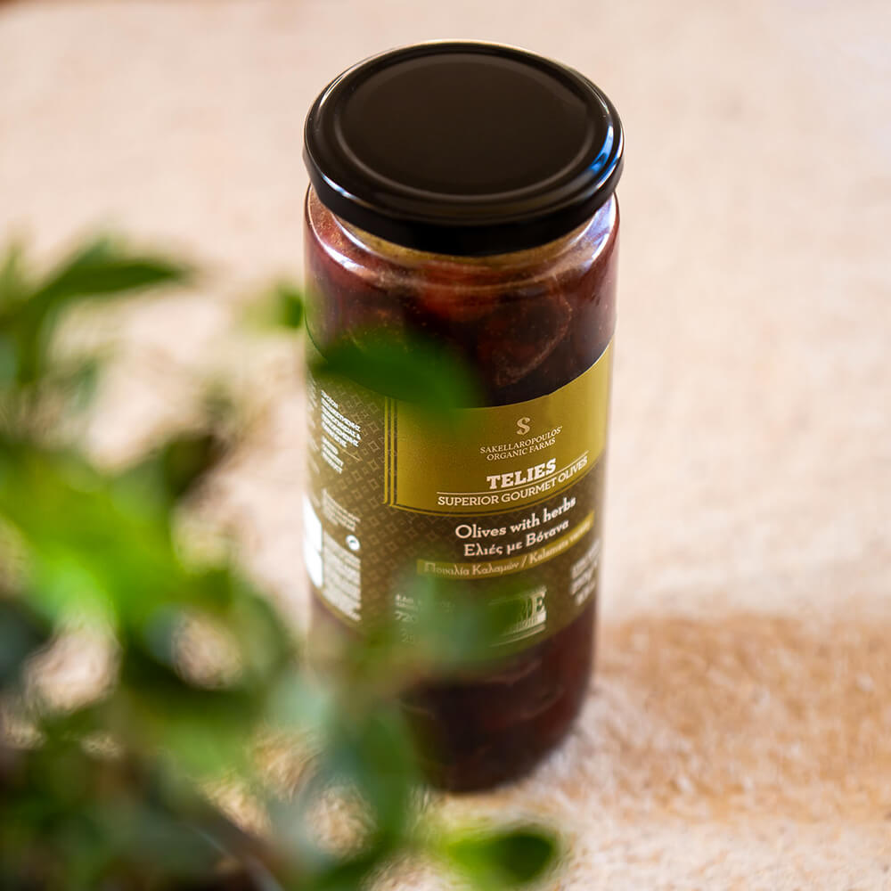 Organic Kalamata olives telies with herbs healthy superior gourmet