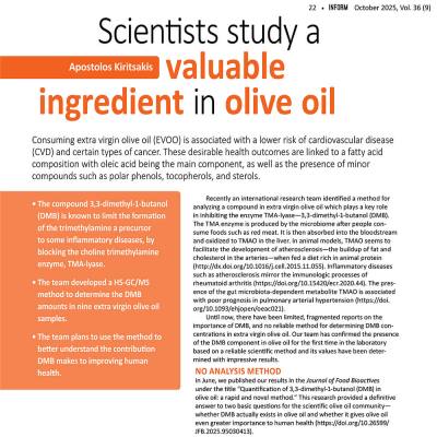 New research for health entitled “DMB, Gut Microbiota &amp; Heart Health” - DMB and olive oil