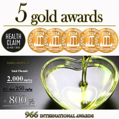 Sakellaropoulos Organic Farms honored with 5 awards for the health protective value of their organic olive oils
